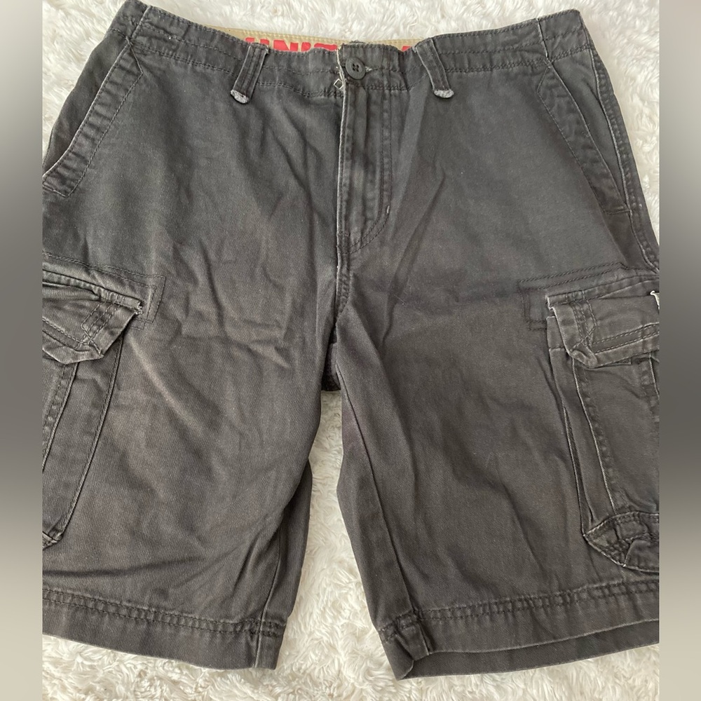 UNIONBAY DISTRESSED BLACK CARGO SHORTS, 100% COTTON,  32